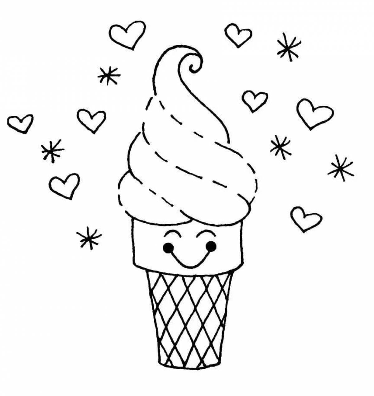 Adorable ice cream coloring book for teens