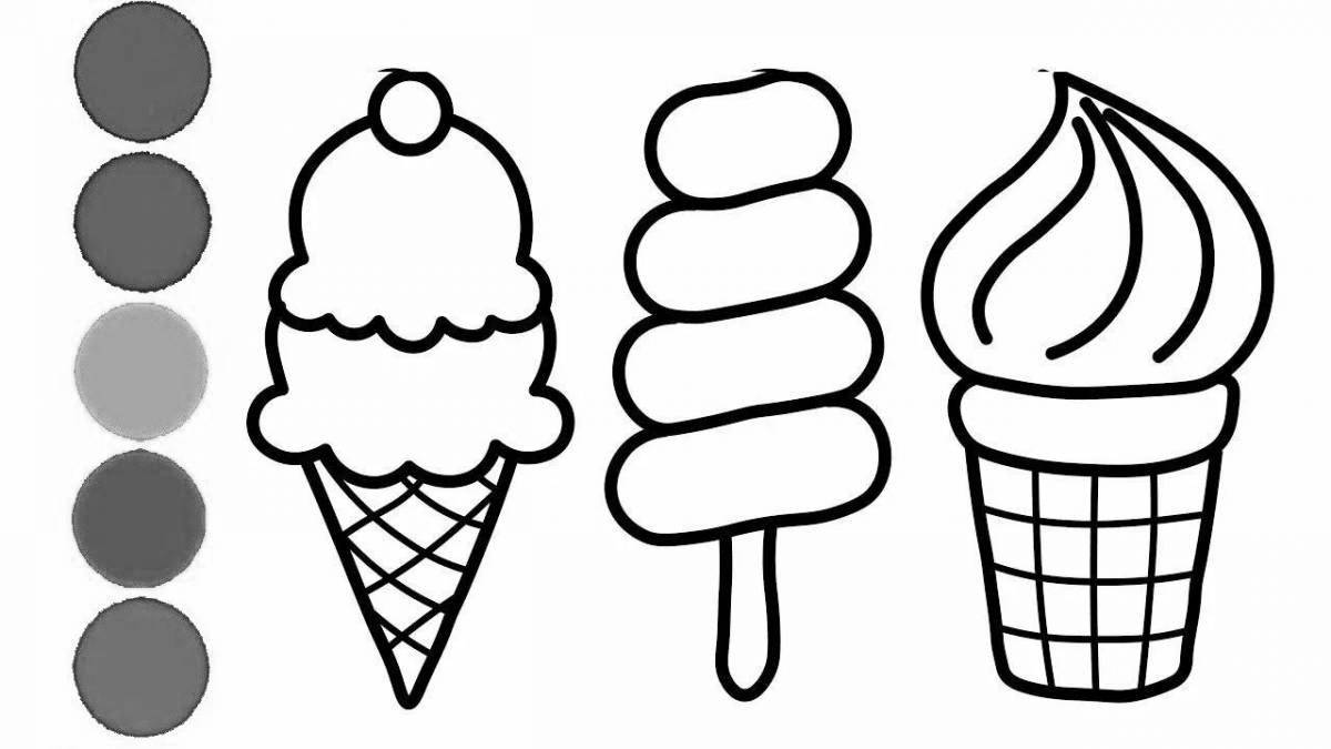 Красивая страница раскраски мороженого для юниоров