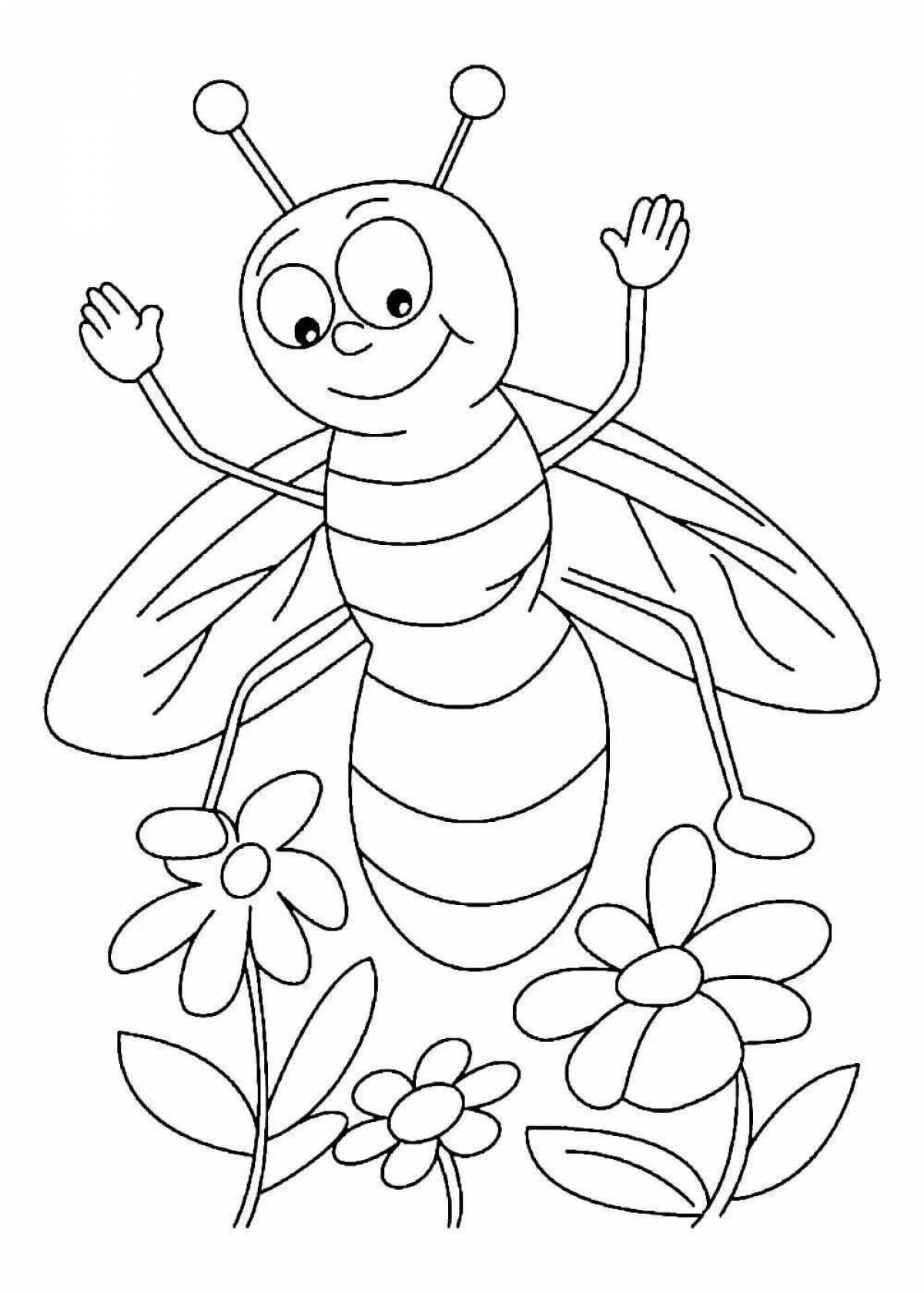 Funny bee coloring book for 3-4 year olds