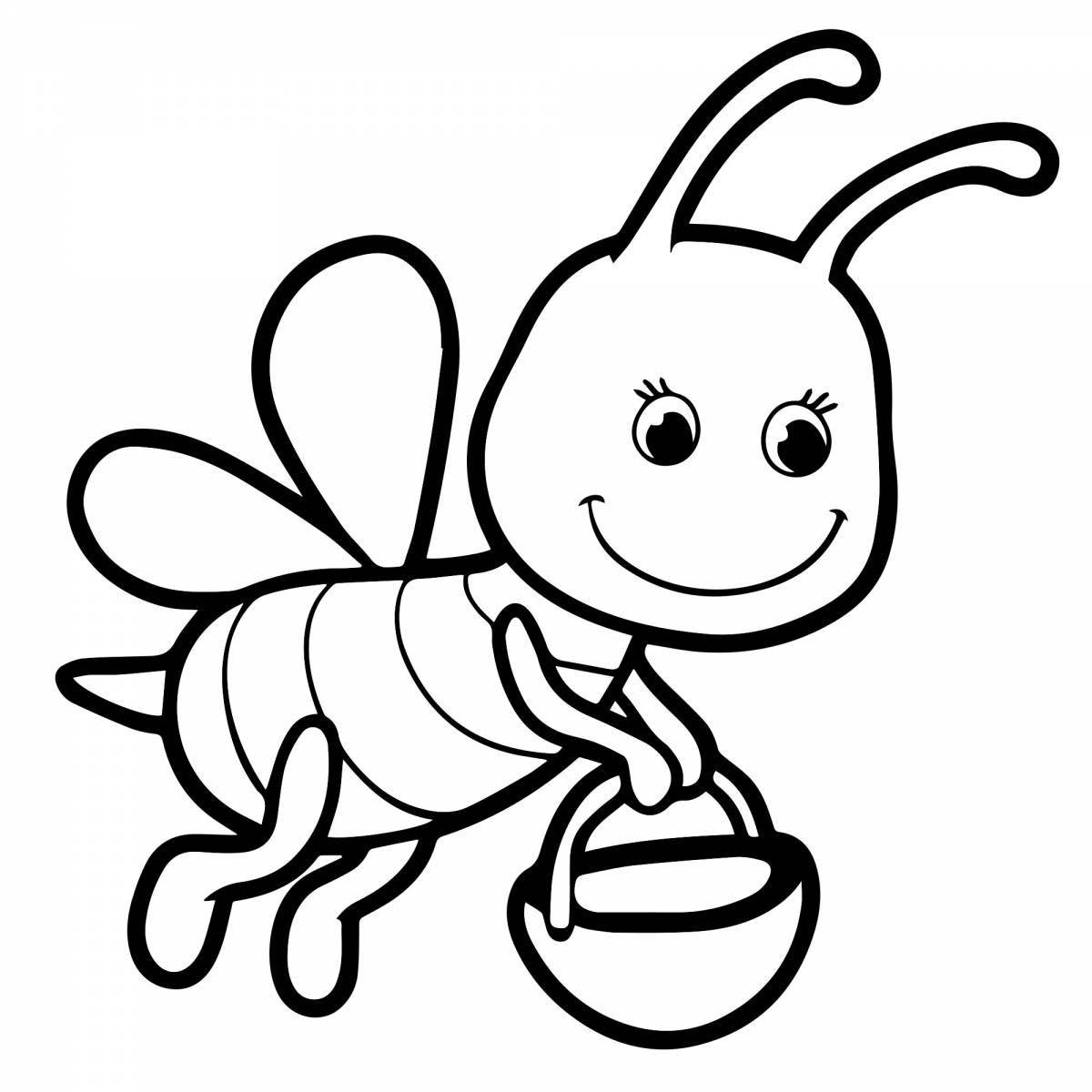 Coloring book nice bee for children 3-4 years old