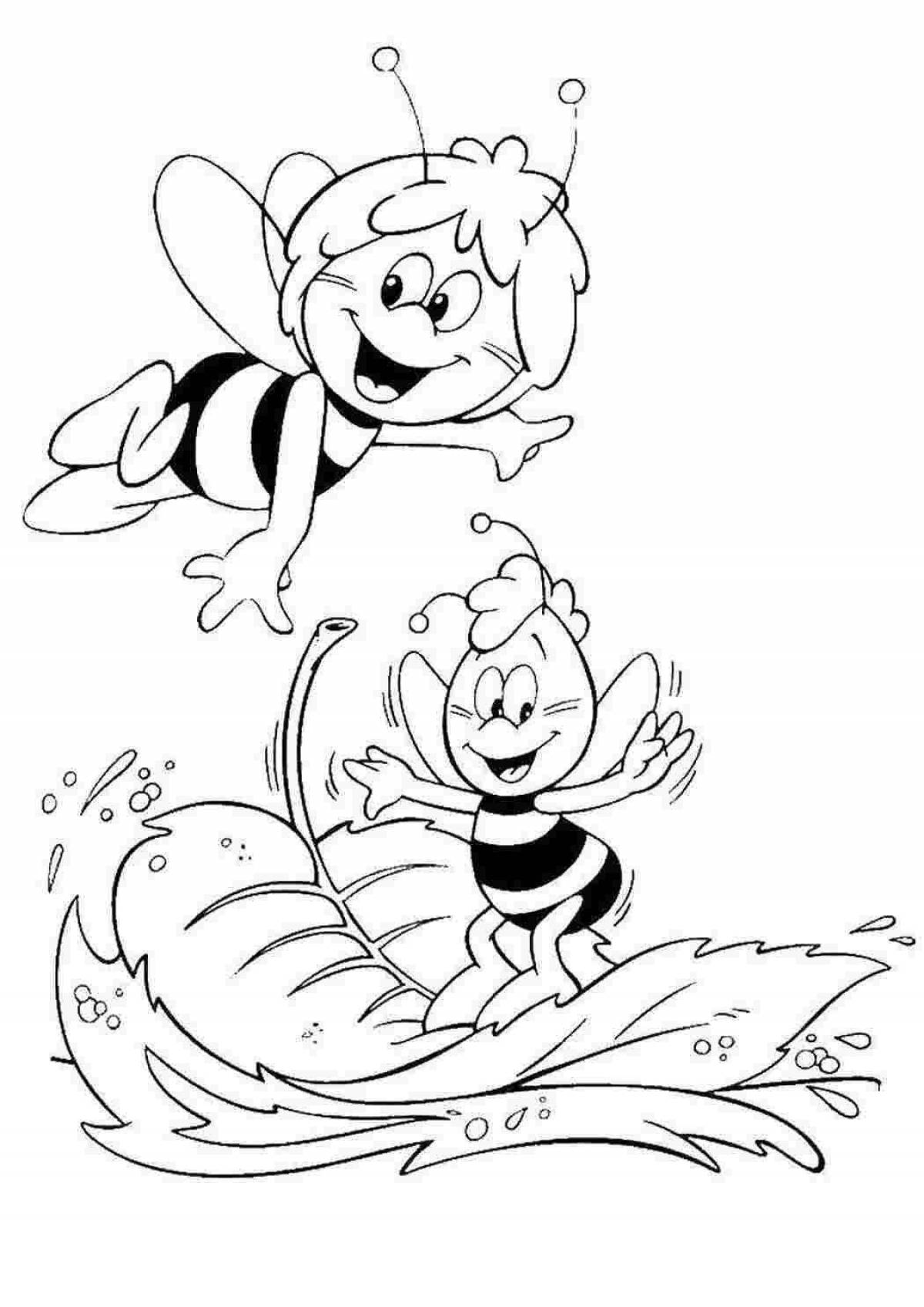 Playful bee coloring book for 3-4 year olds