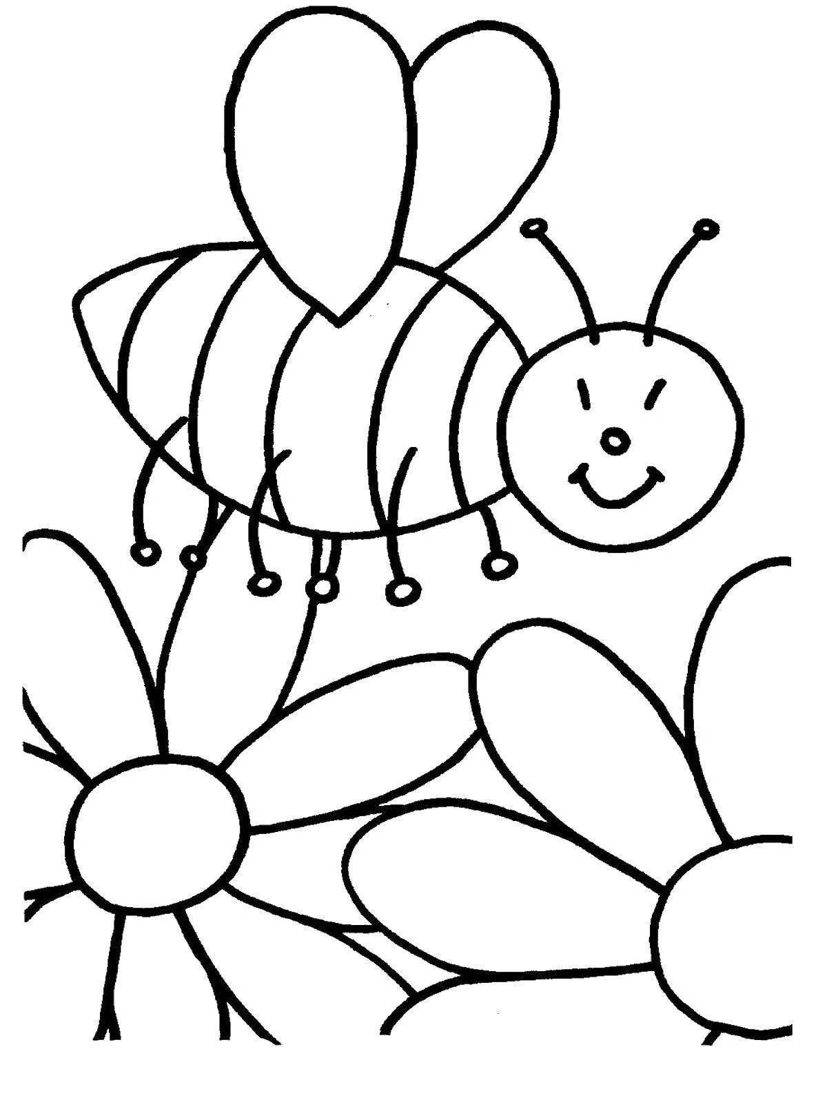 Strange bee coloring book for 3-4 year olds