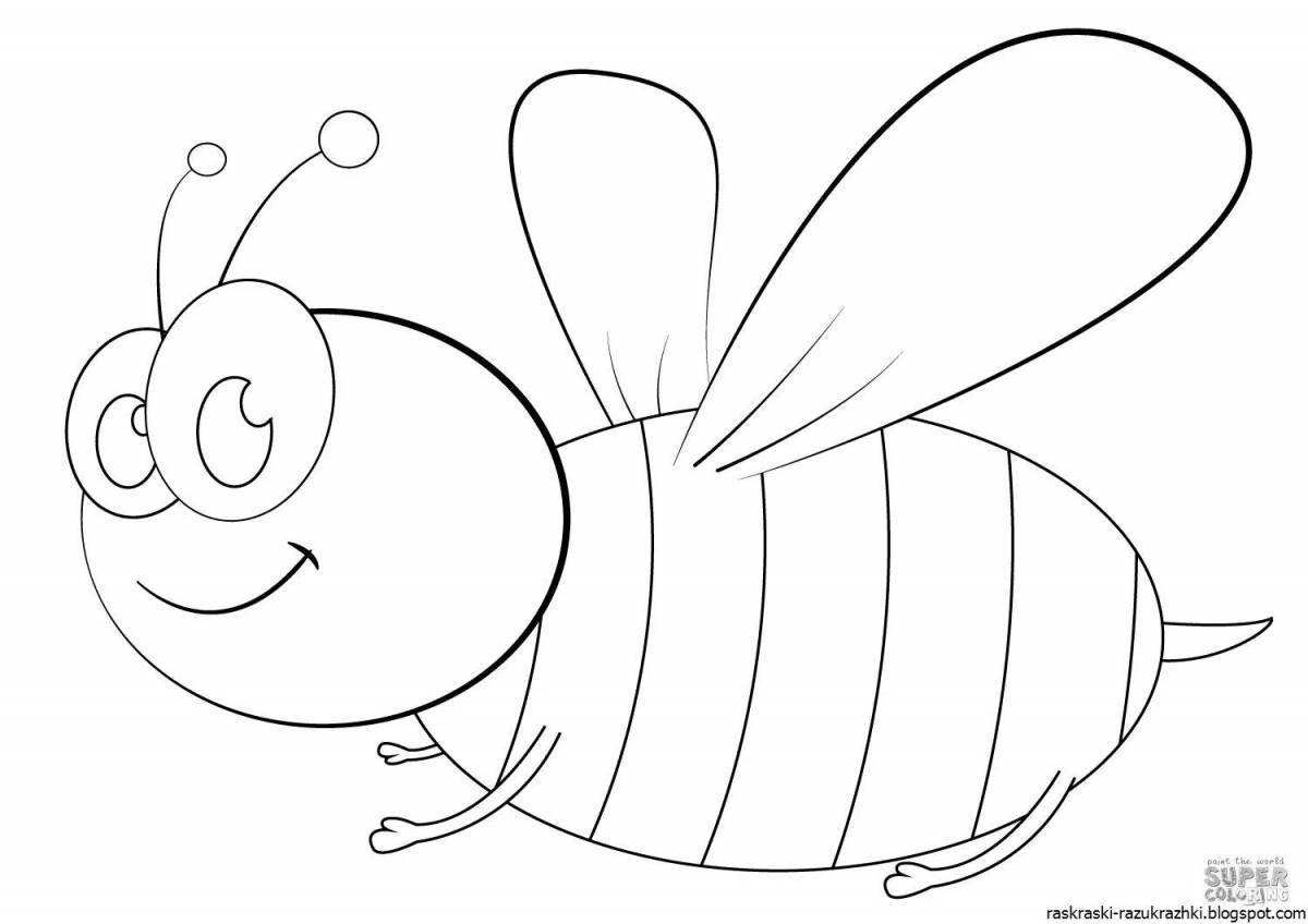 Fancy bee coloring book for 3-4 year olds