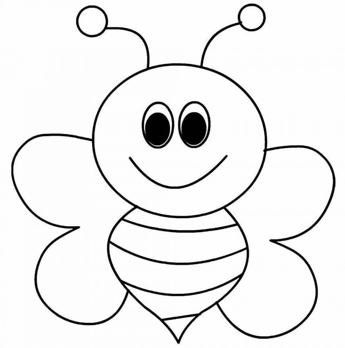 Animated bee coloring page for 3-4 year olds