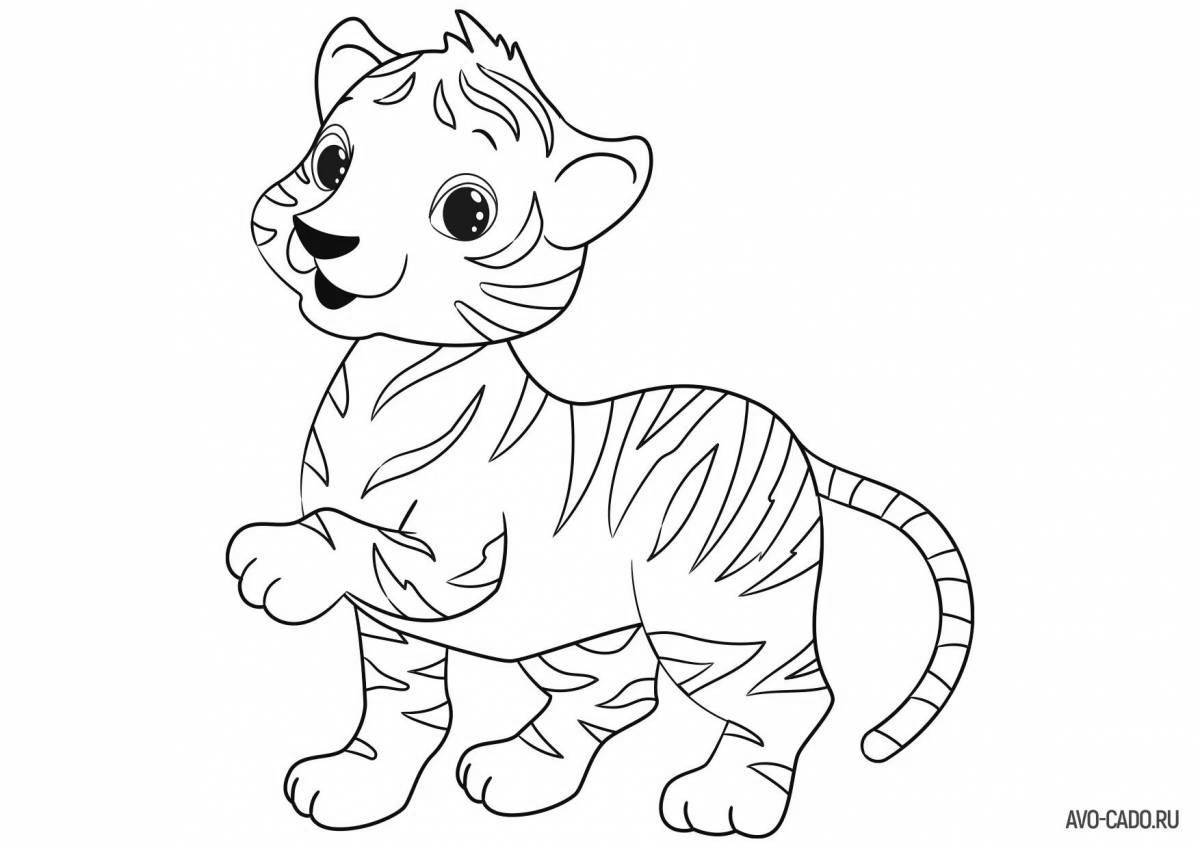 Coloring book happy tiger cub