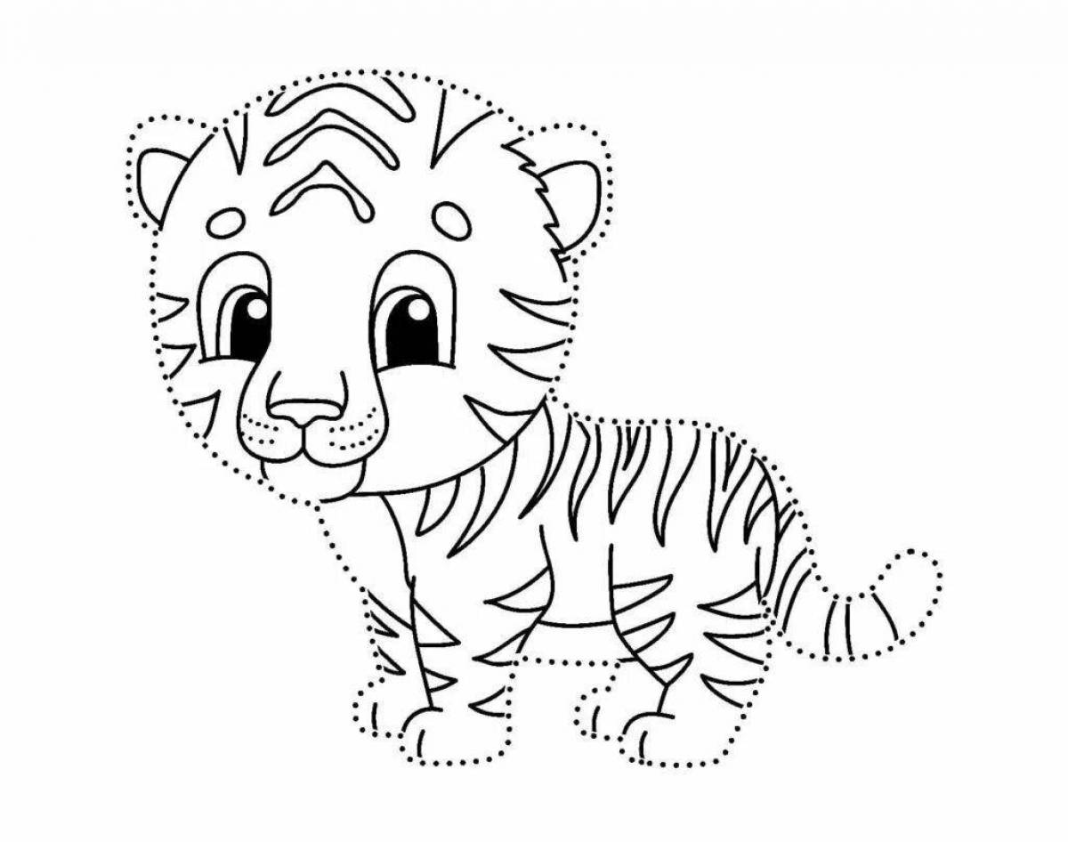 Coloring cute tiger cub