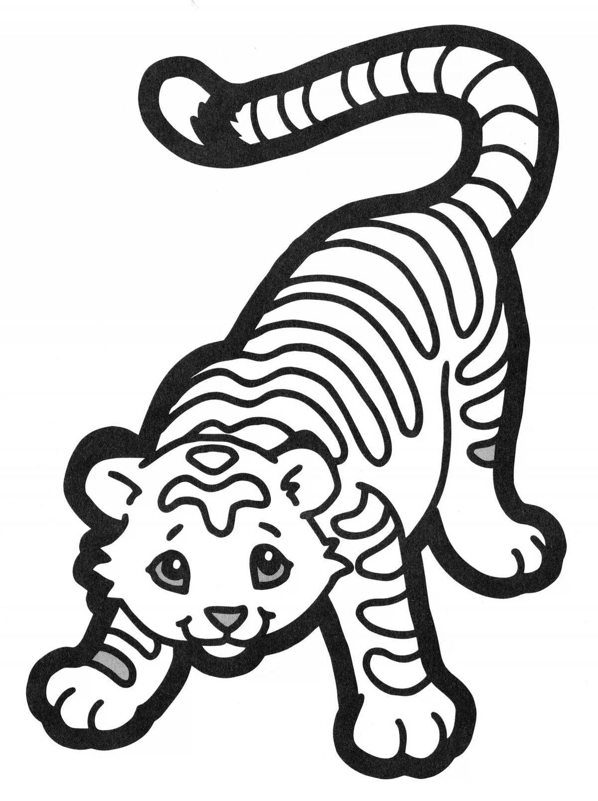 Rampant tiger cub coloring page