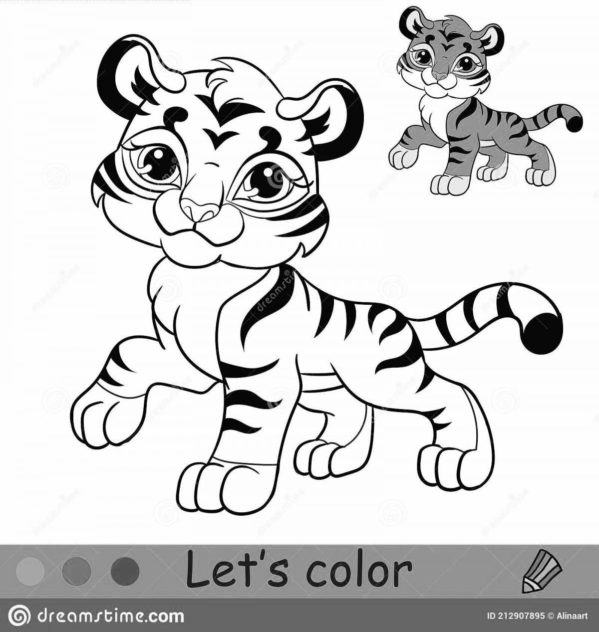 Adorable tiger cub coloring page