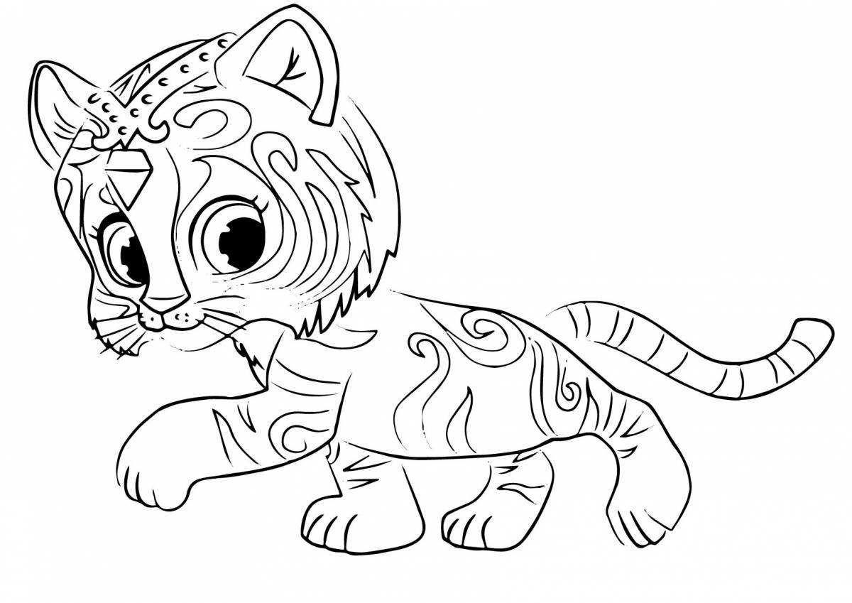 Coloring book gorgeous tiger cub