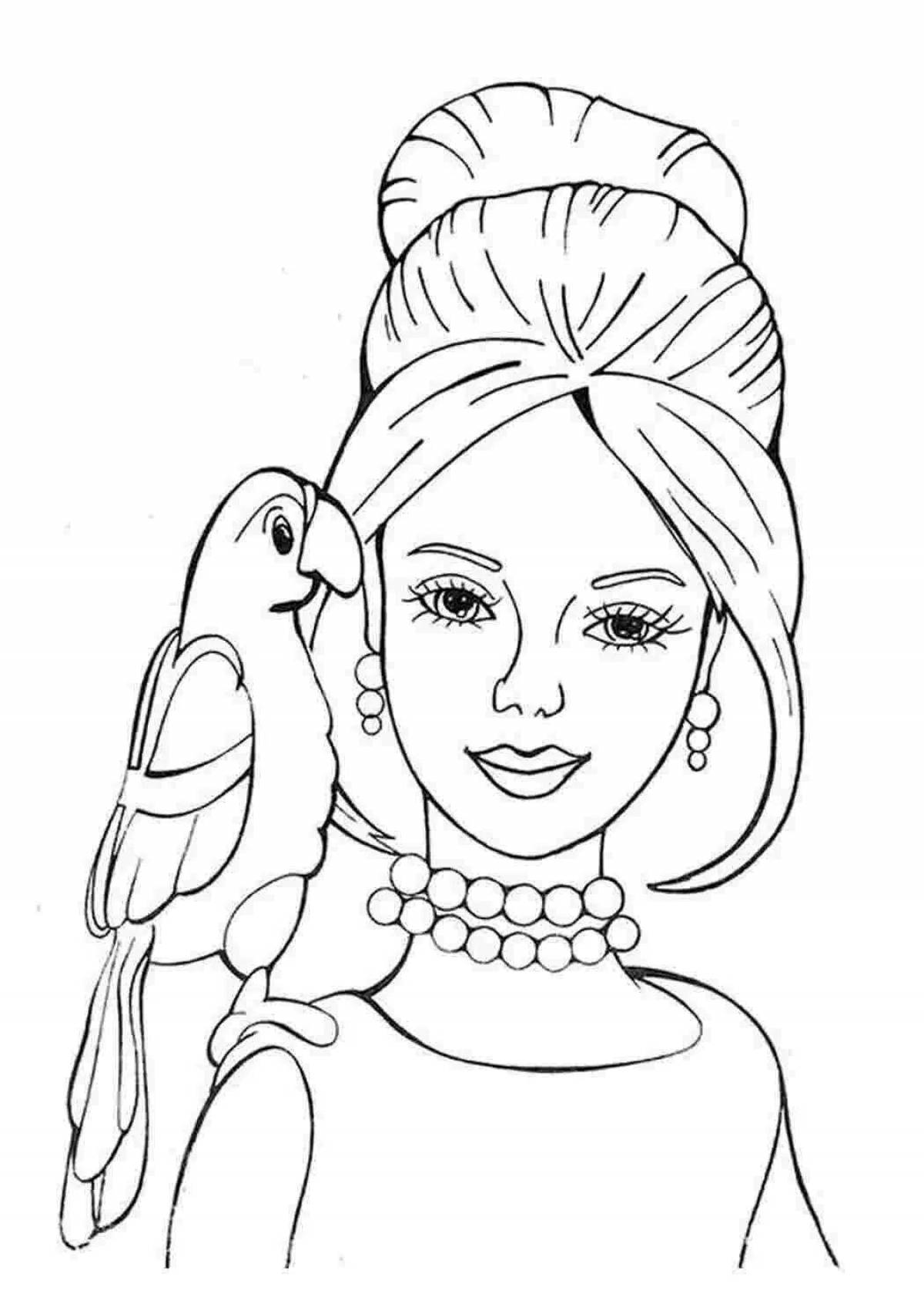 Beautiful coloring book portrait of mother for children 6-7 years old