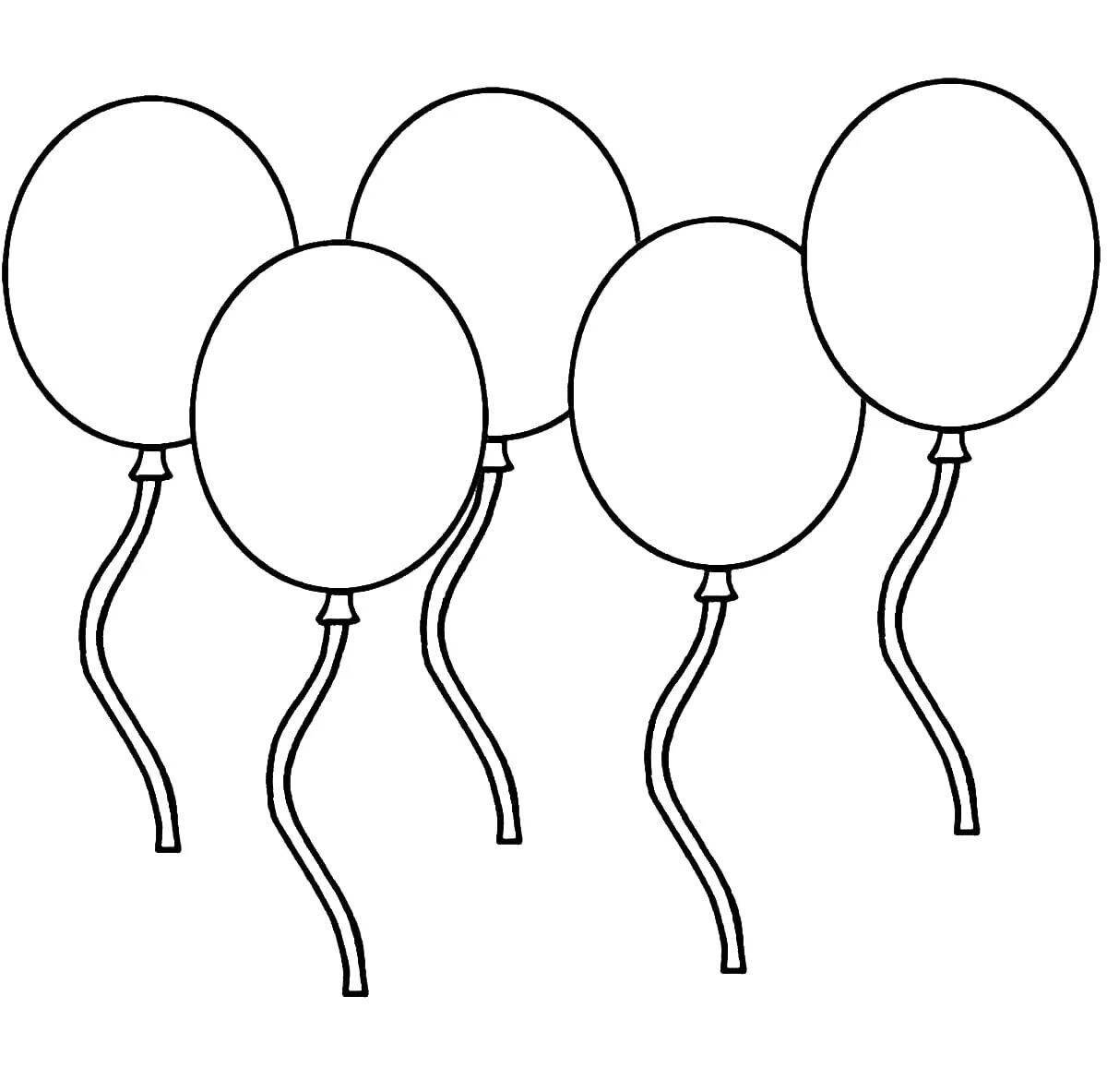 Coloring pages with colorful balloons for children 2-3 years old