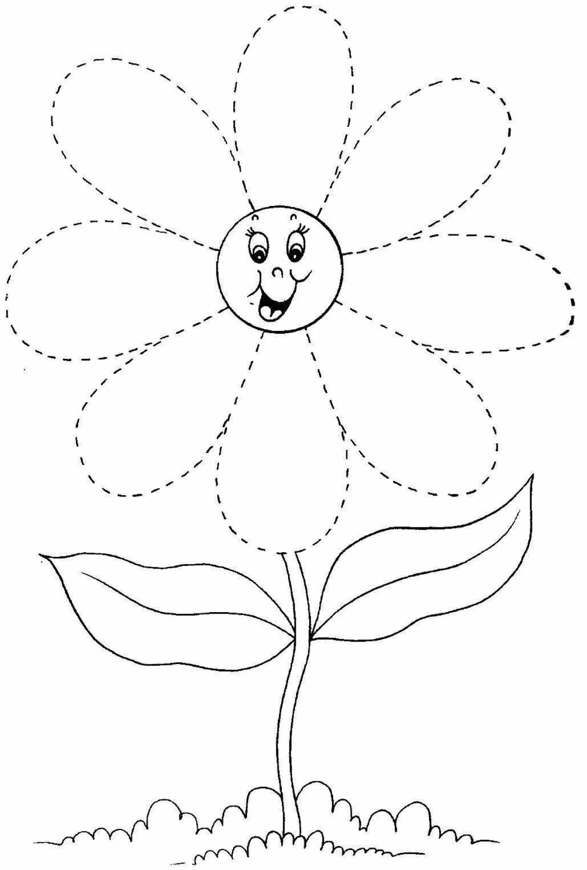 Мистическая раскраска цветок семицветик для детей 3-4 лет