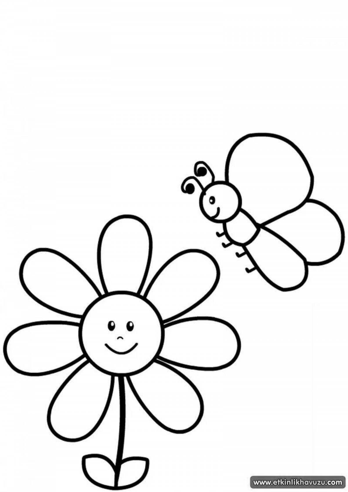 Великолепная раскраска цветок семицветик для детей 3-4 лет