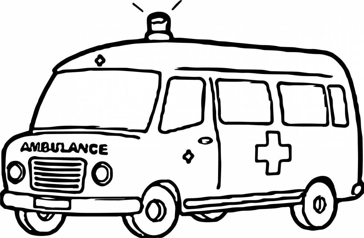 Coloring ambulance for children 3-4 years old