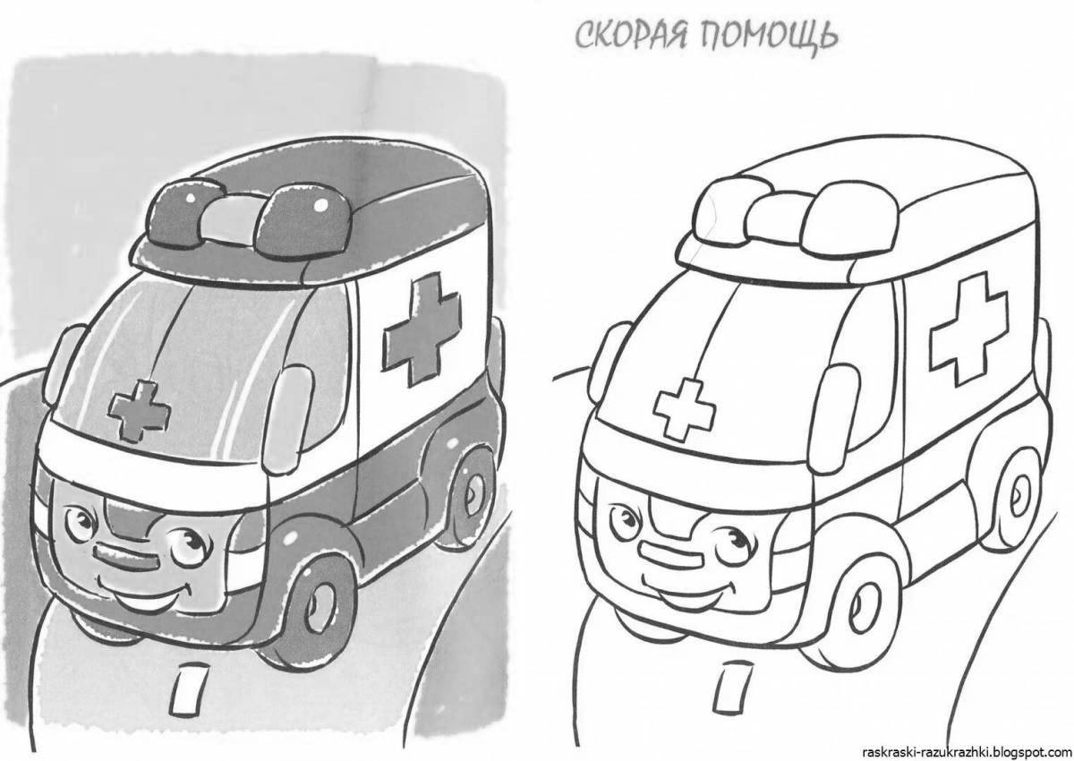 Fun ambulance coloring book for 3-4 year olds