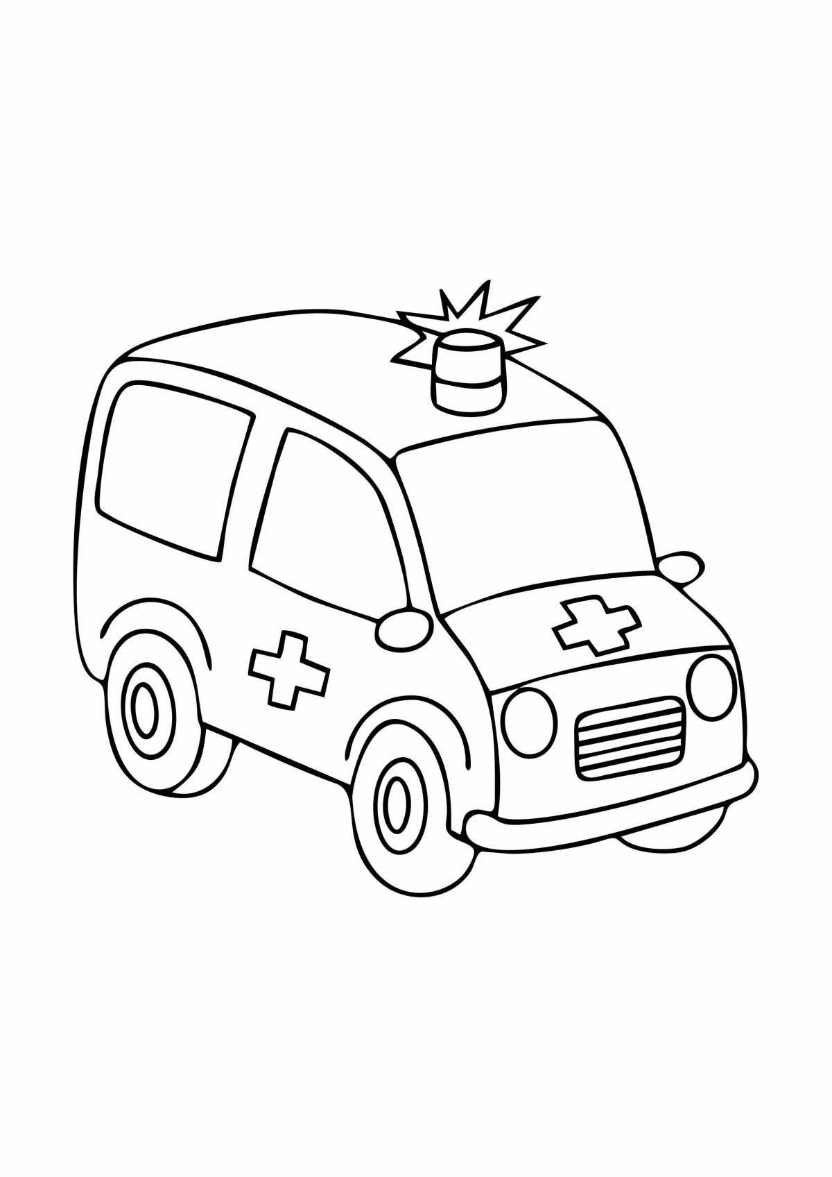 Adorable ambulance coloring book for 3-4 year olds