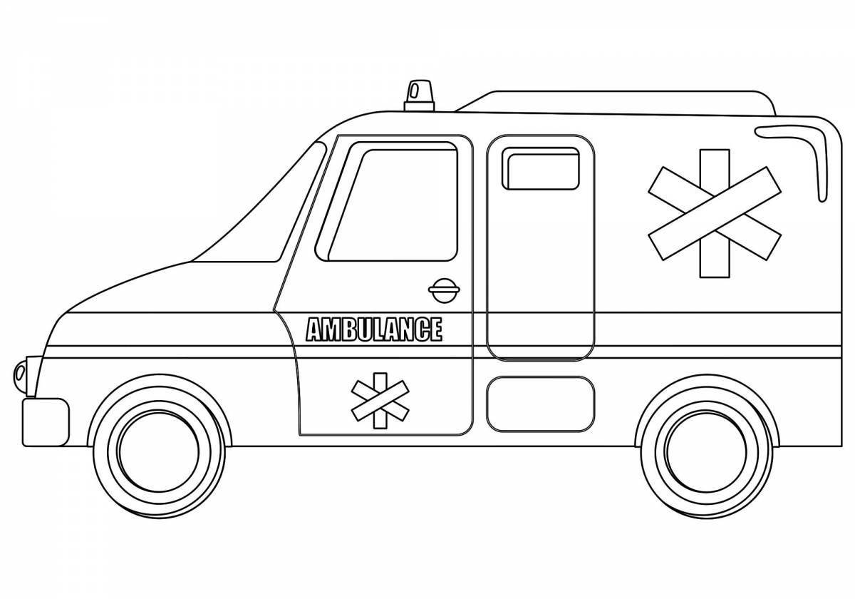 Cute ambulance coloring book for 3-4 year olds