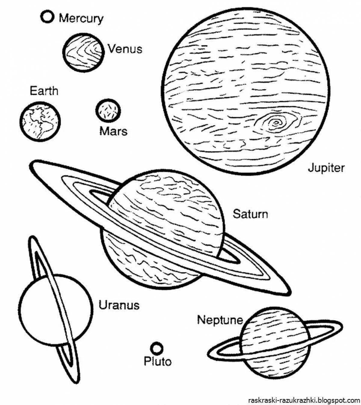 Красочная раскраска планеты солнечной системы