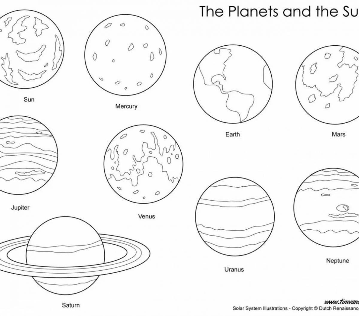 Яркая раскраска планеты солнечной системы