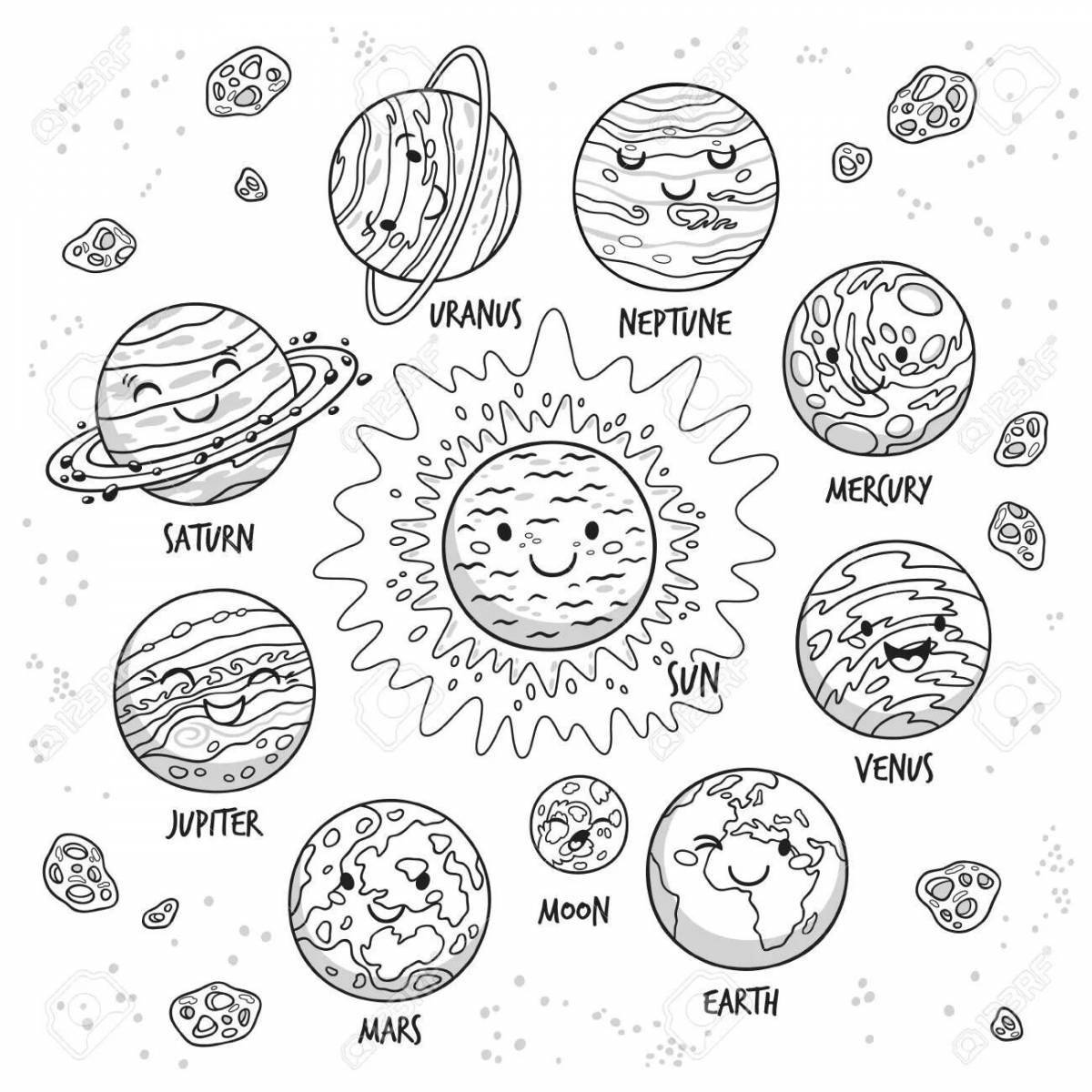 Delightful coloring of planets in the solar system