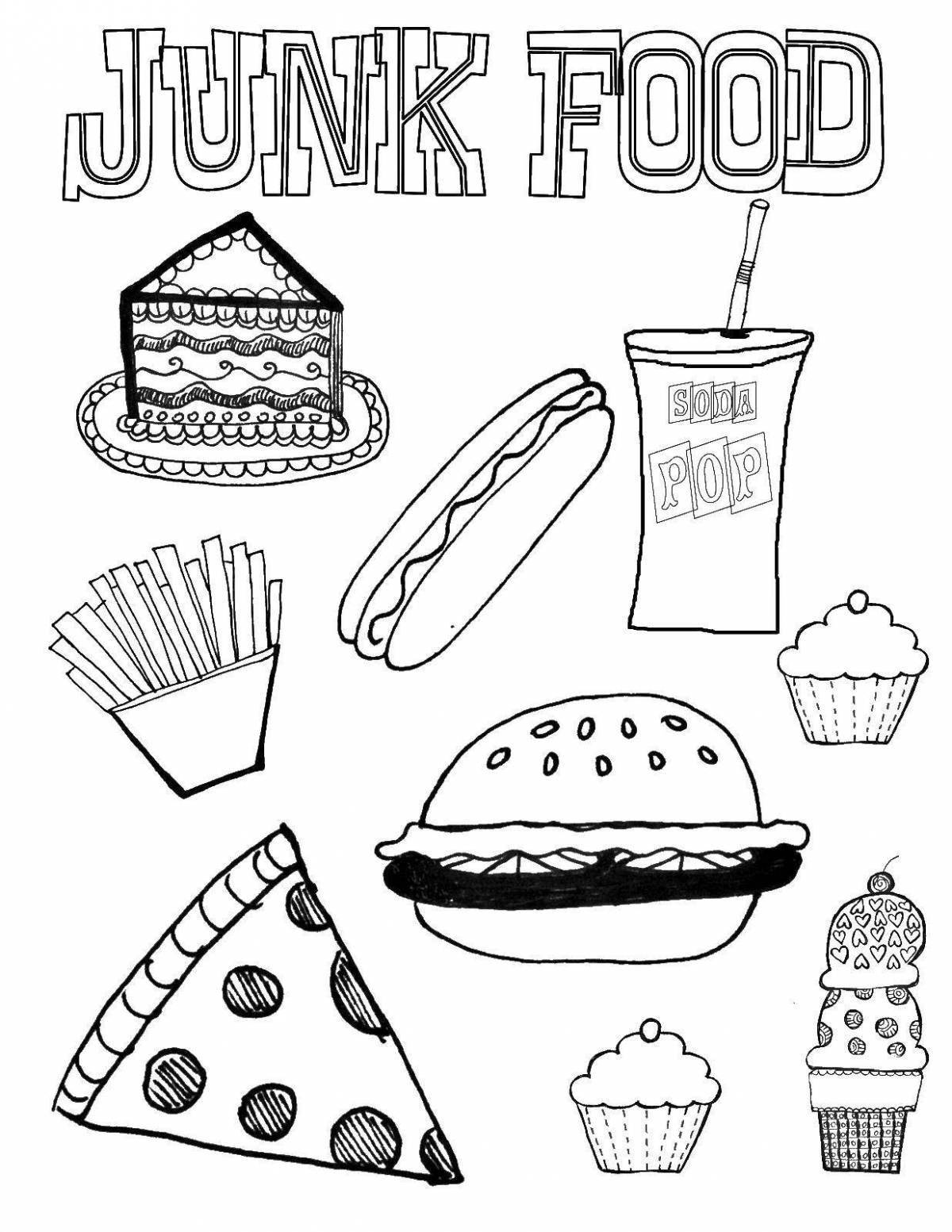 Attractive food coloring book for 6-7 year olds