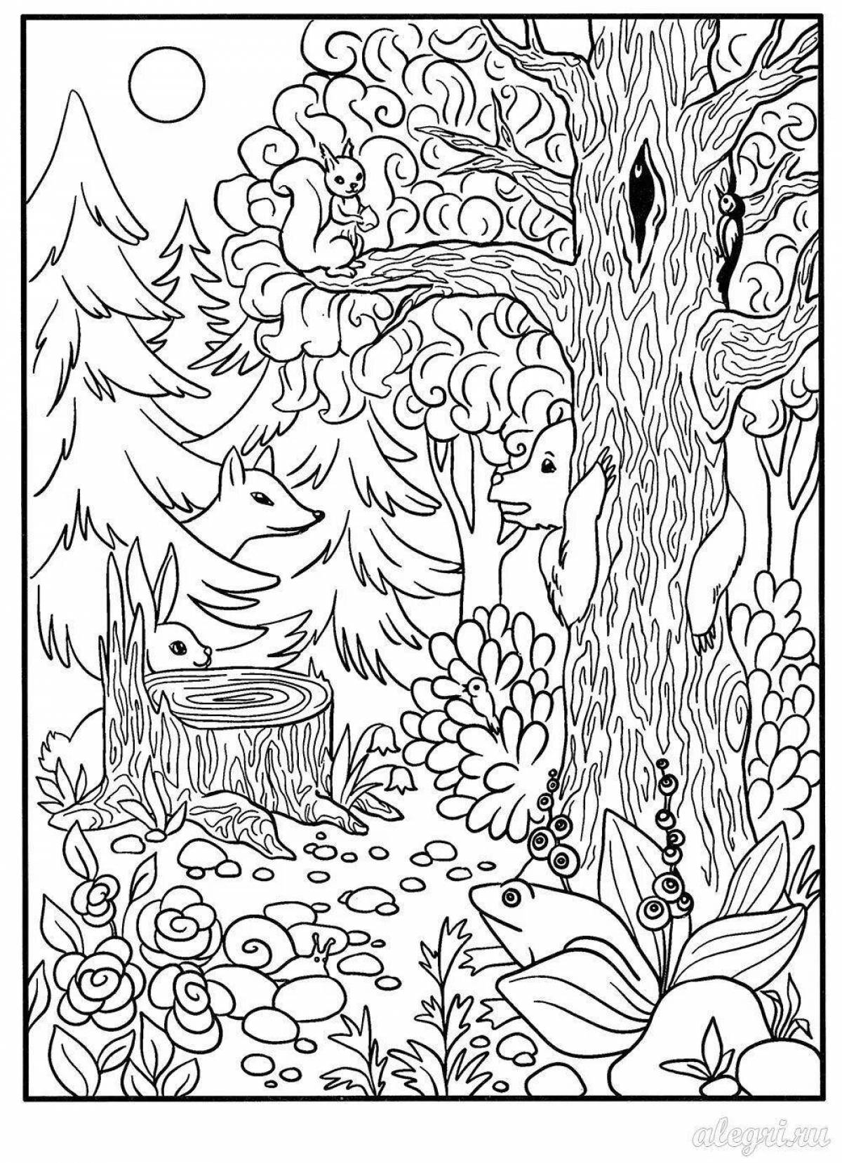 Экзотическая раскраска лес