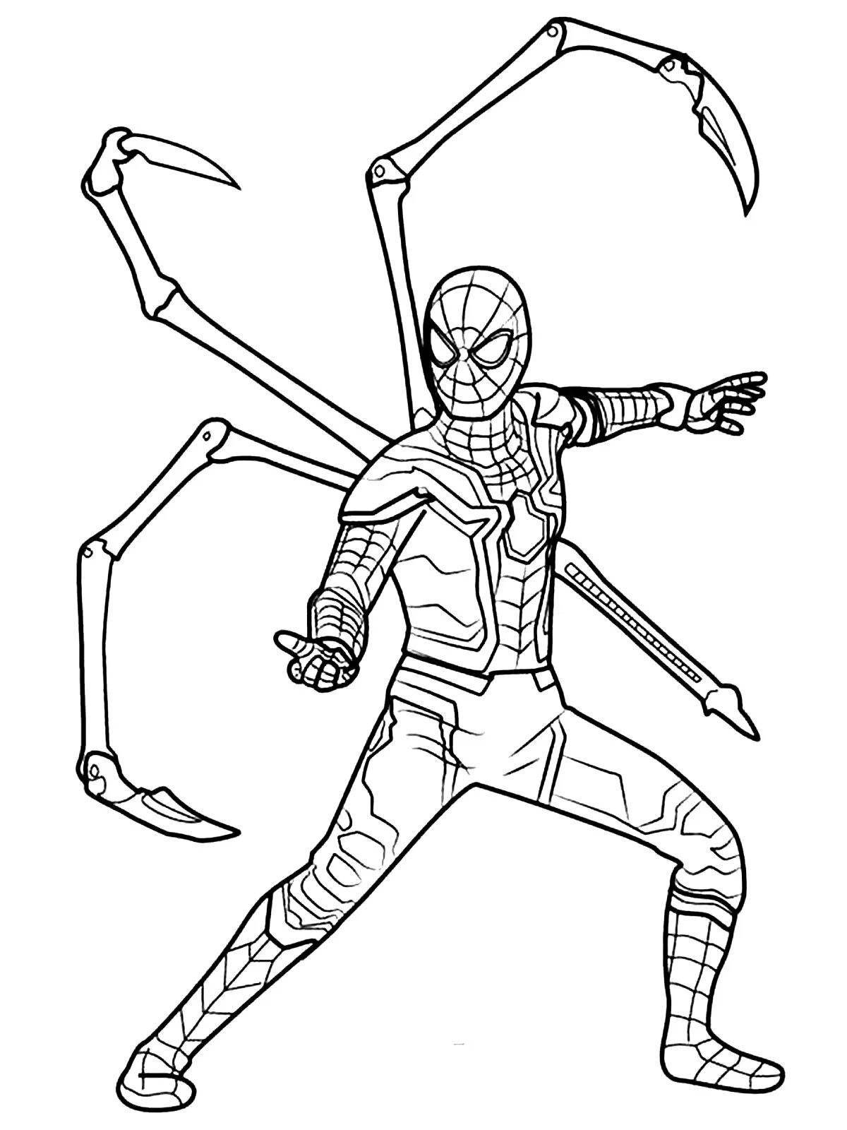 Funny Spiderman and Iron Man coloring pages for kids