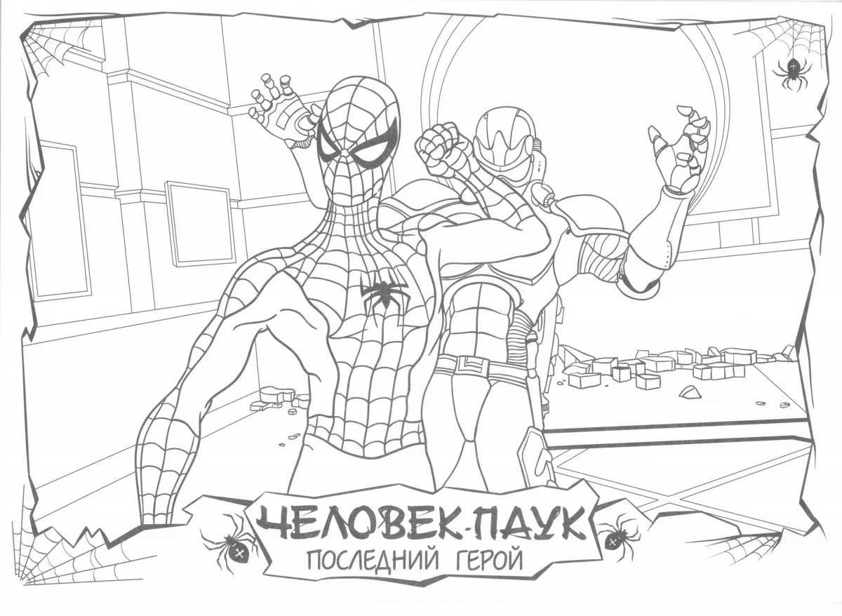 Adorable Spiderman and Iron Man coloring pages for kids