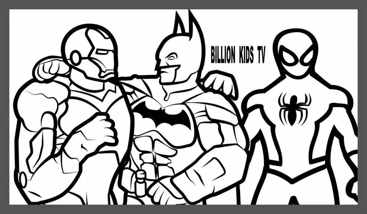 Photo Fun coloring book of Spiderman and Iron Man for kids