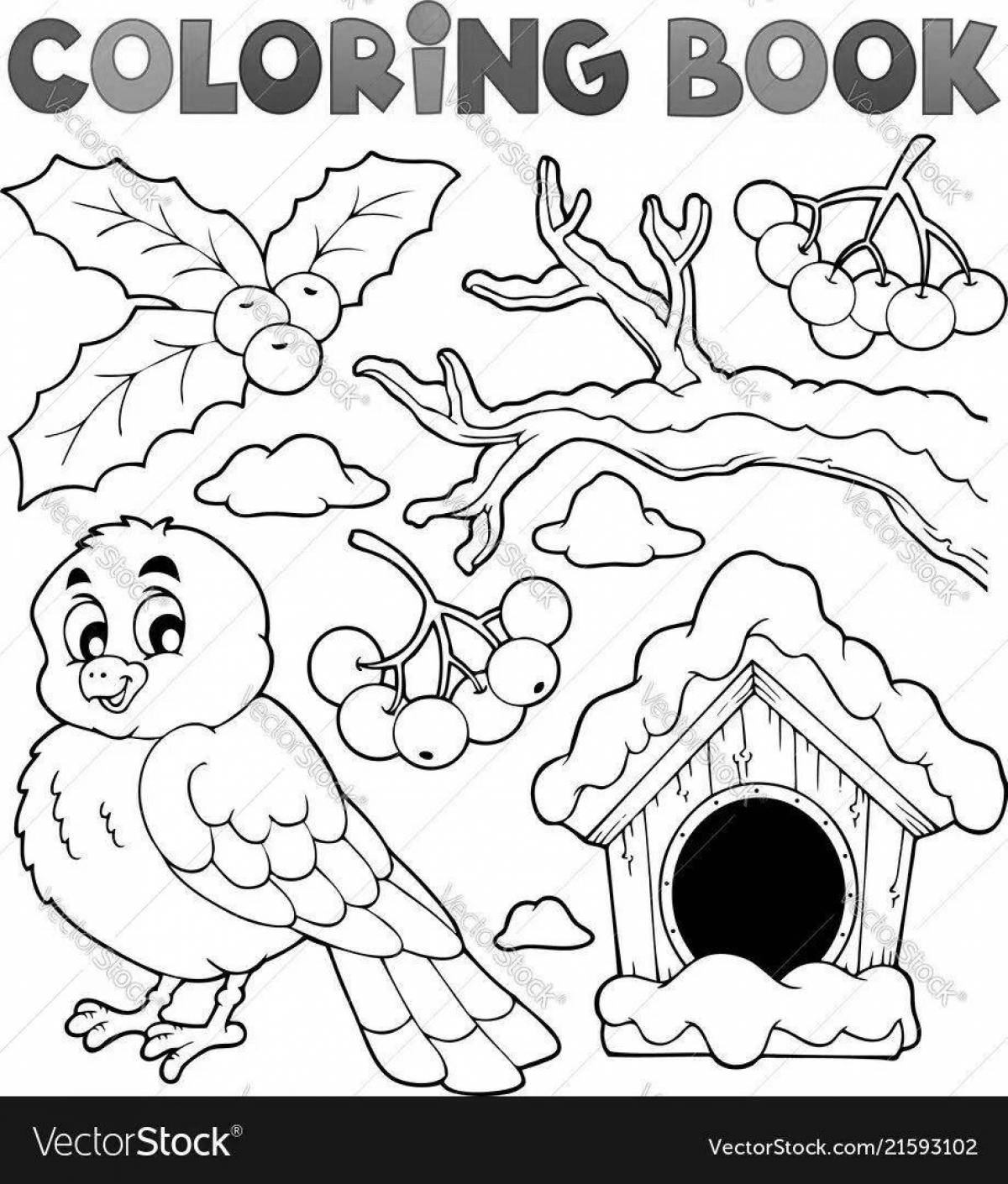 Splendid feed the birds in winter coloring pages for children 6-7 years old