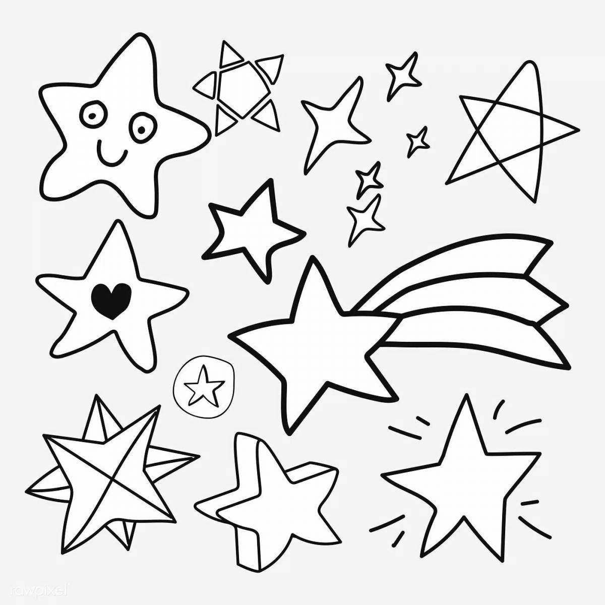 Красочная раскраска звездочка для малышей 3-4 лет