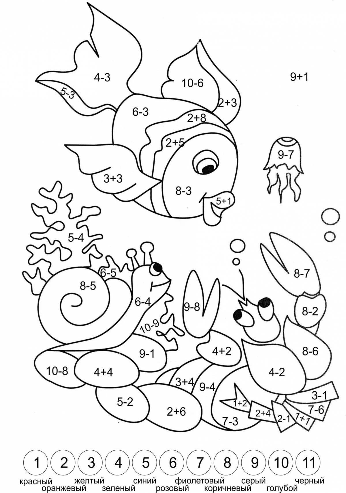 Colored fun coloring number page for class 1