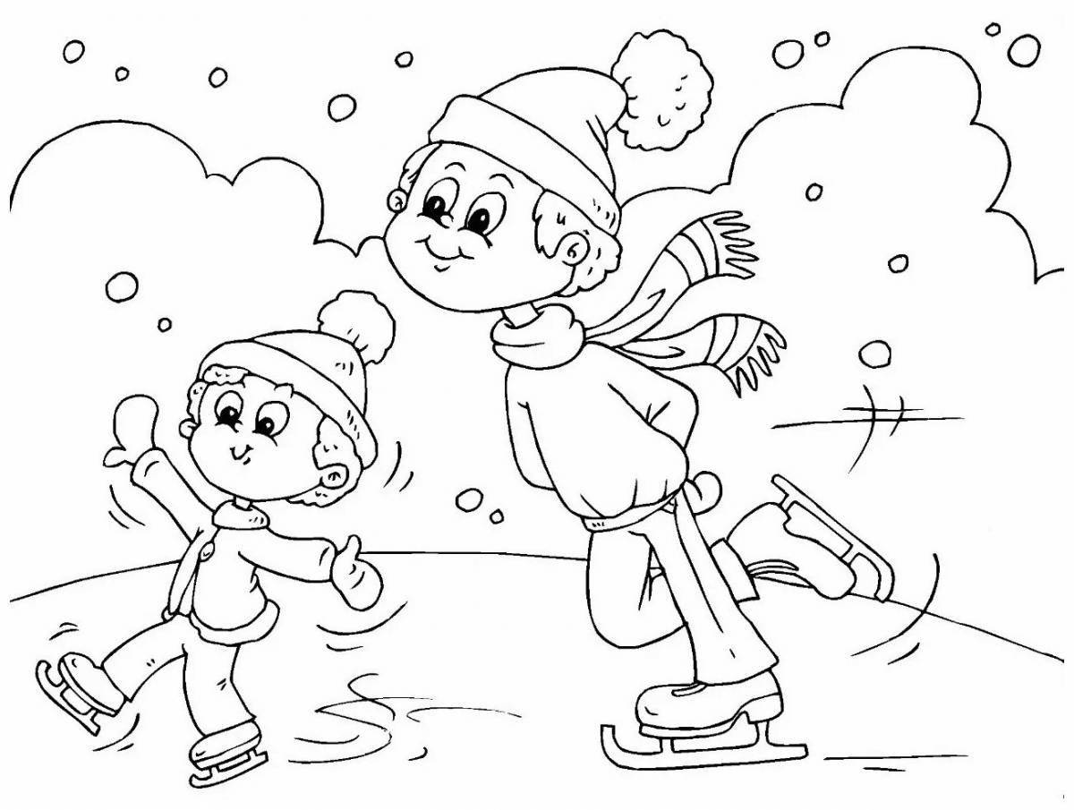 Причудливая безопасность на льду зимой для детей