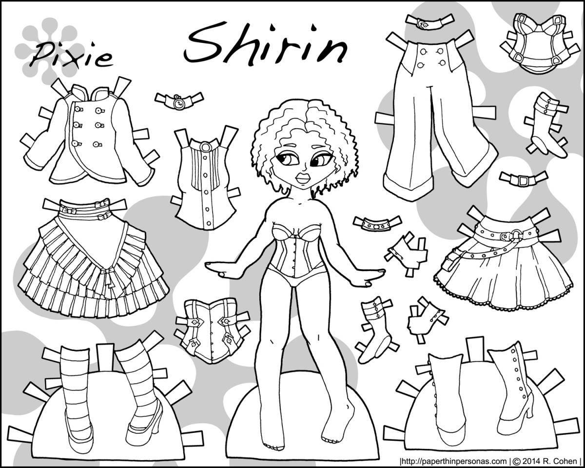 Colorful paper dolls with clothes