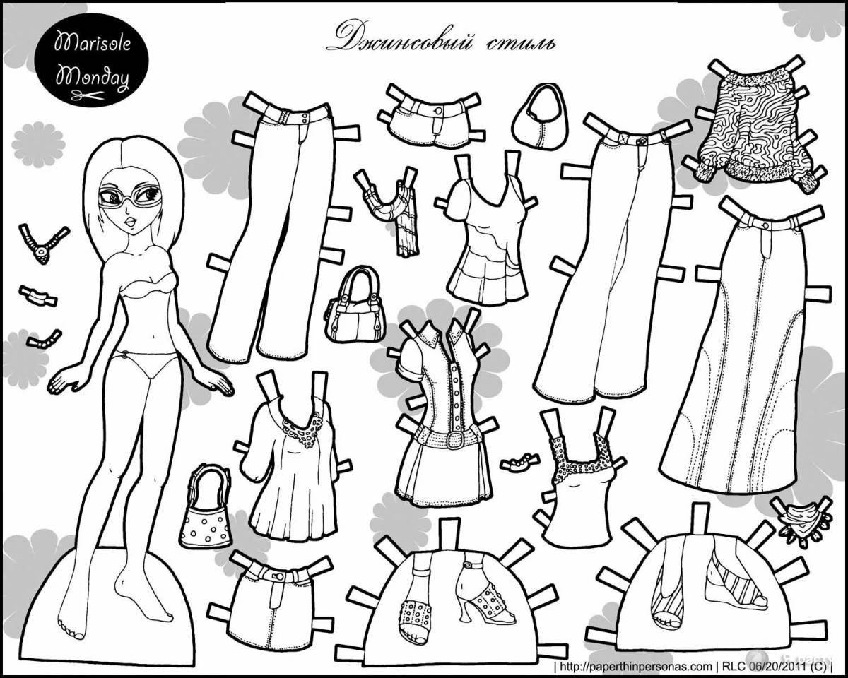 Colored paper dolls with clothes