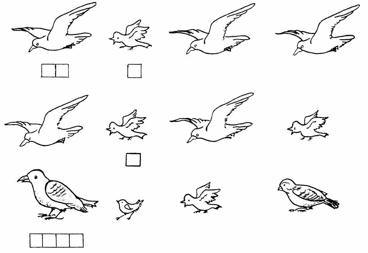 Очаровательные перелетные птицы раскраска для детей 6-7 лет