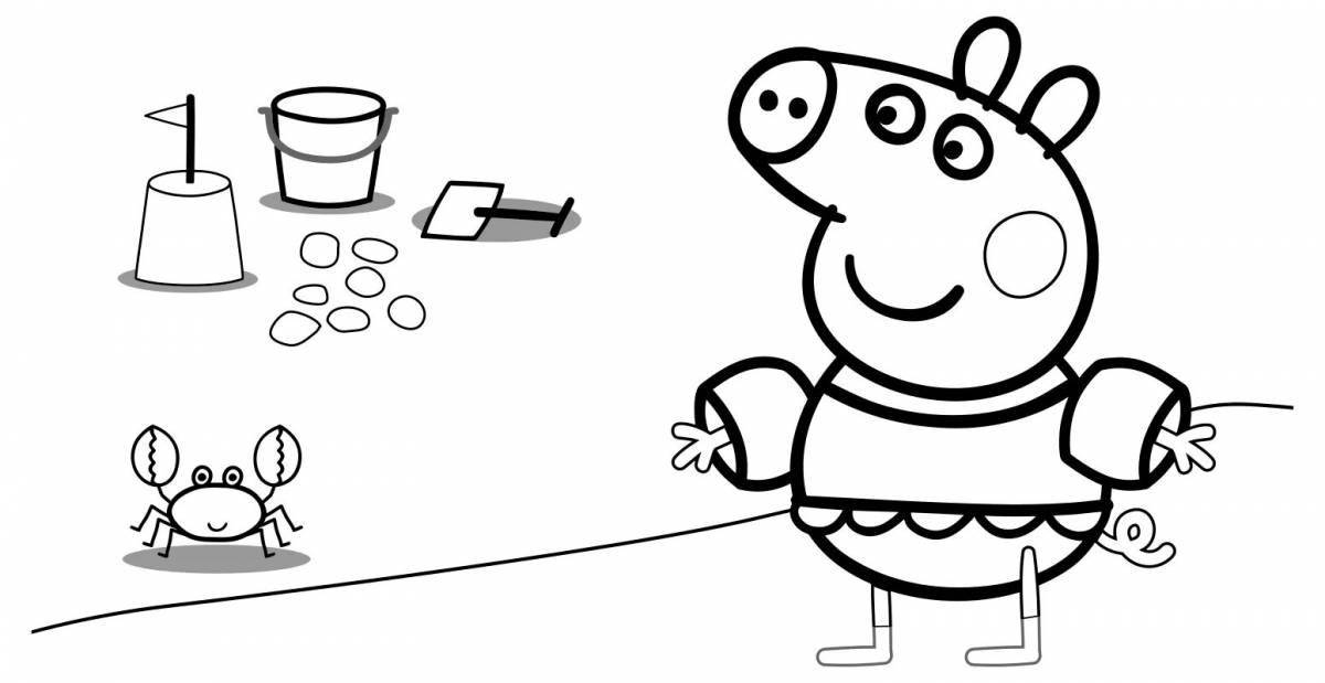 Joyful peppa pig coloring for kids