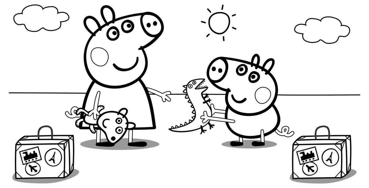 Peppa Pig colorful coloring pages for kids