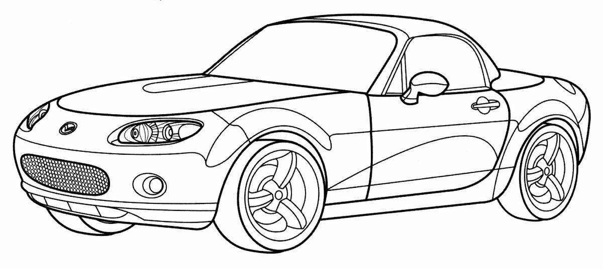 Coloring pages with cute cars for boys 5-6 years old