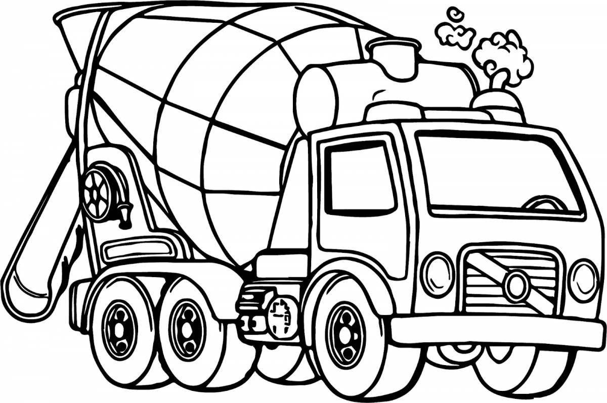 Игривая страница раскраски грузовиков для детей 6-7 лет