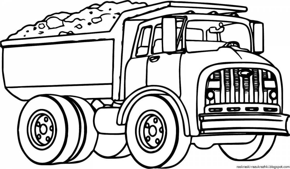 Удивительная страница раскраски грузовиков для детей 6-7 лет