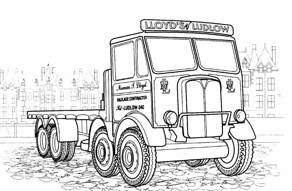 Colorful truck coloring book for 6-7 year olds