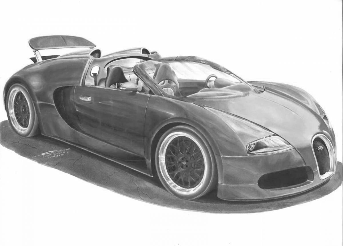 Раскраска сияющий автомобиль bugatti