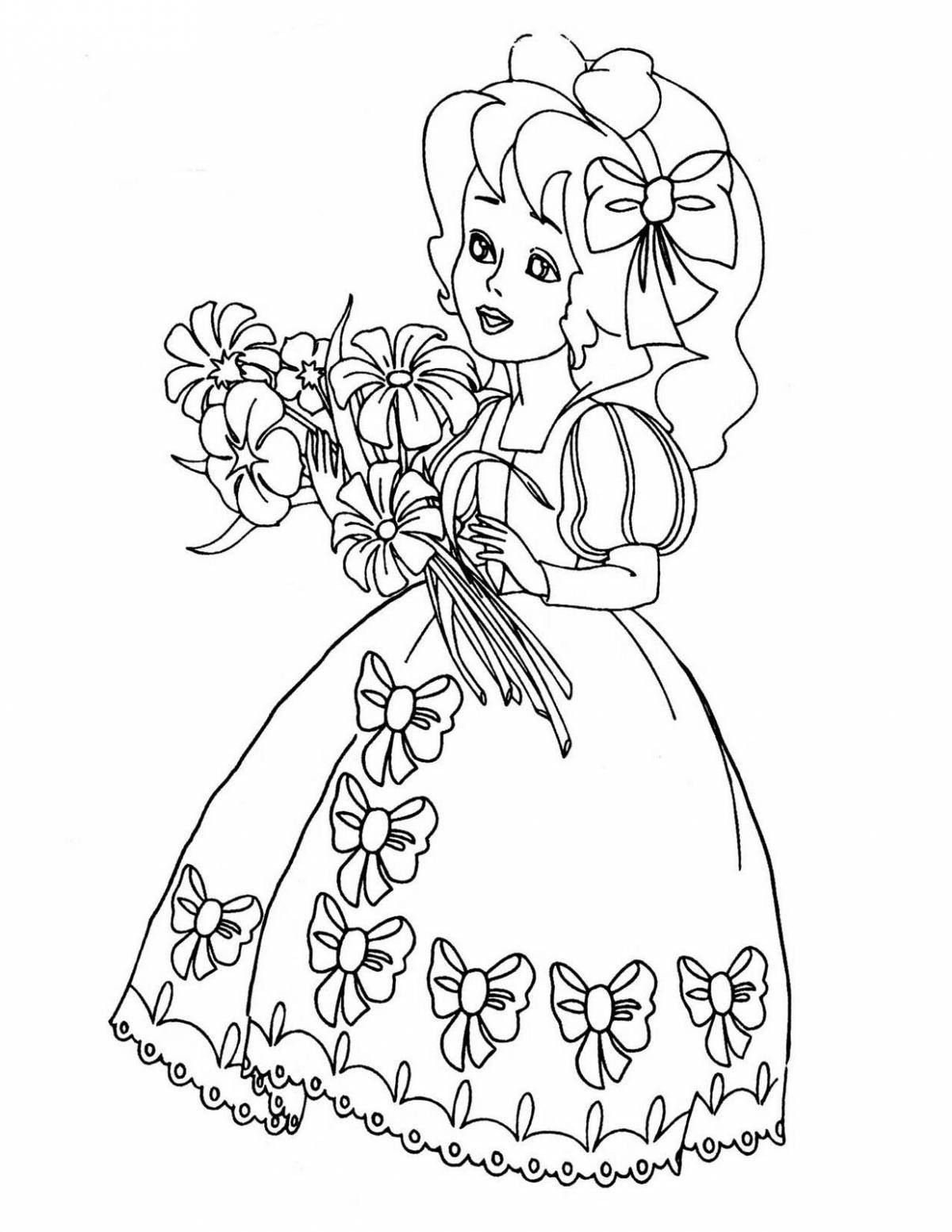 Radiant coloring page story for girls