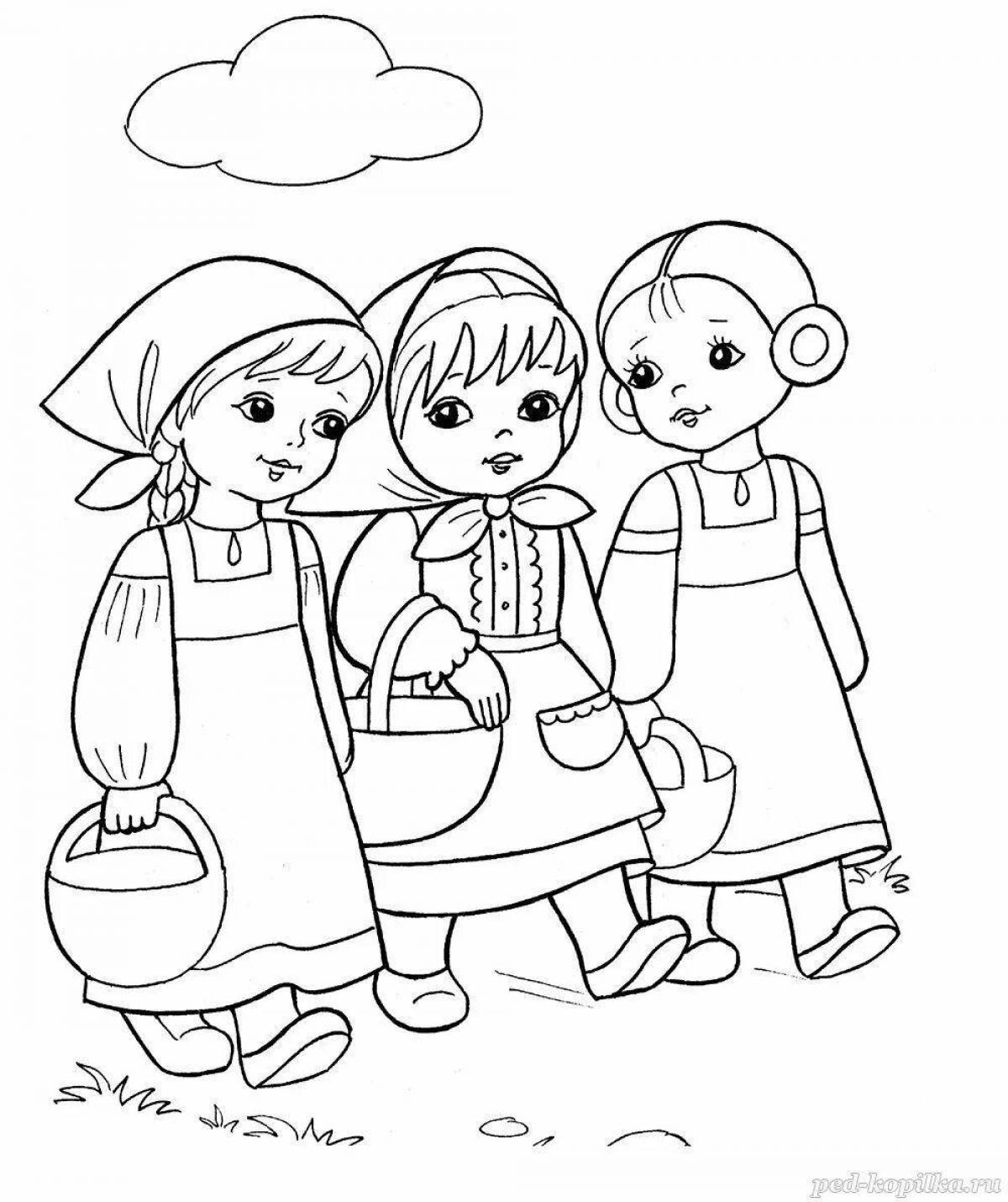 Inspiring story coloring book for girls