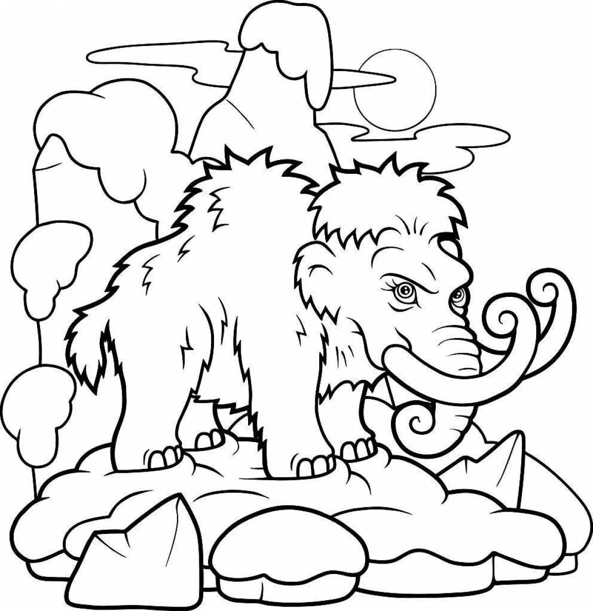 Fun coloring mammoth for kids