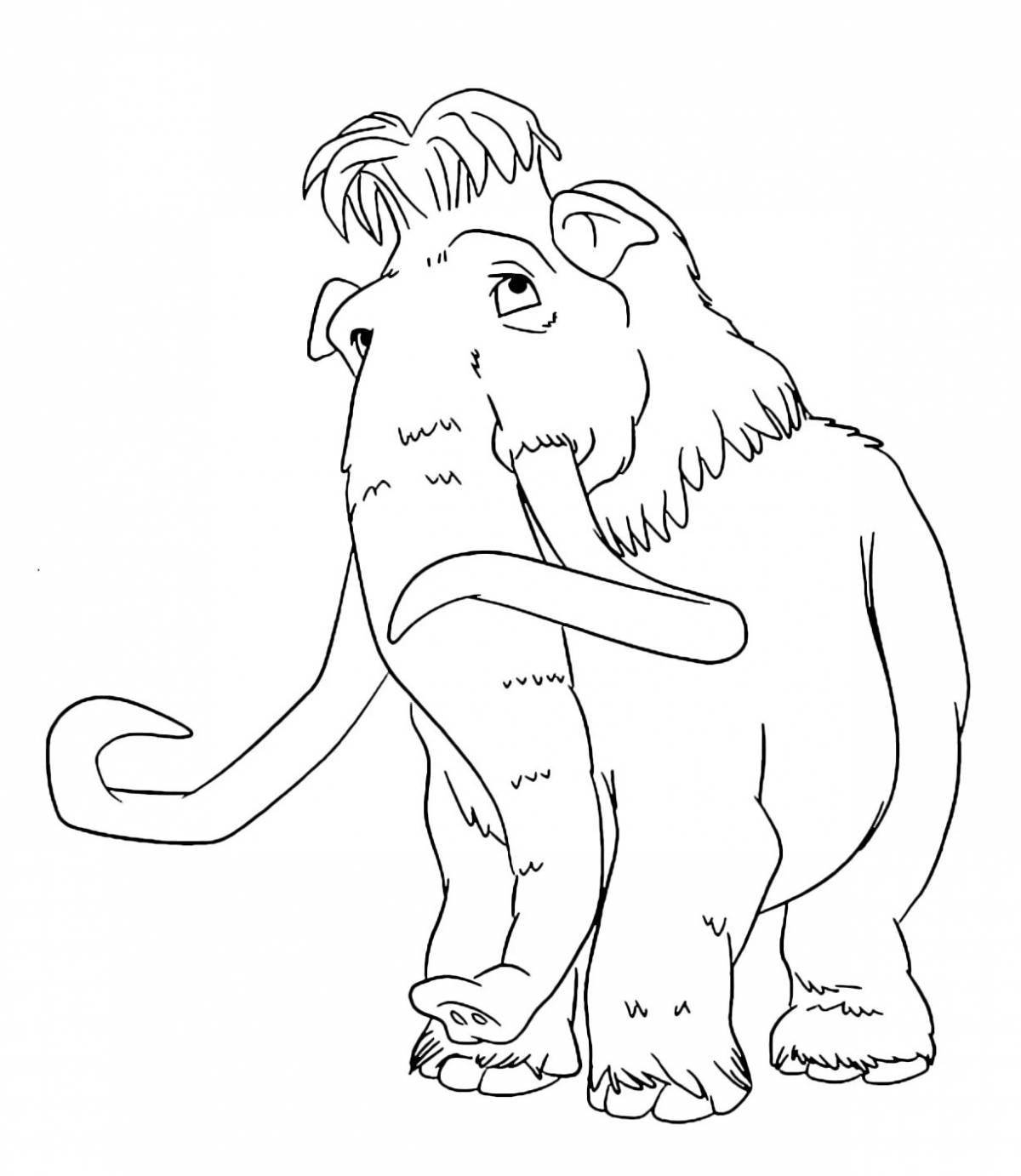 Adorable mammoth coloring book for kids