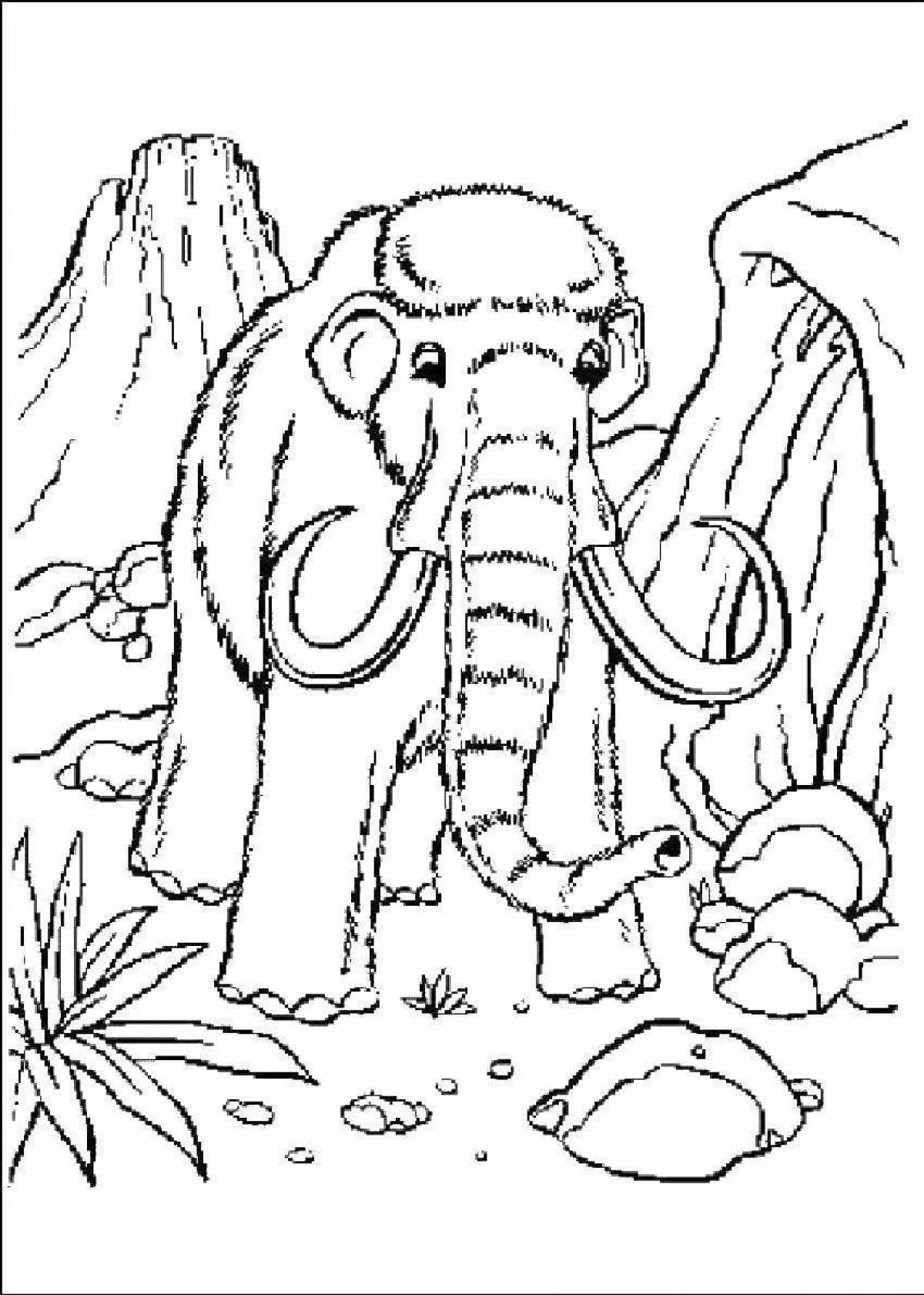 Colorful mammoth coloring book for kids
