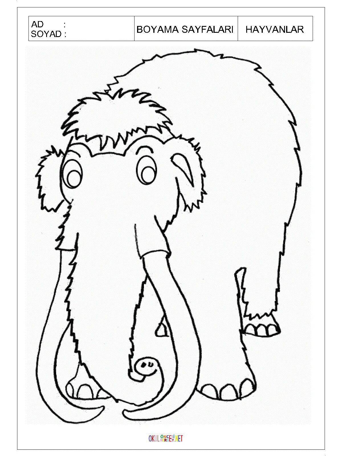 Color-mania mammoth coloring page for children
