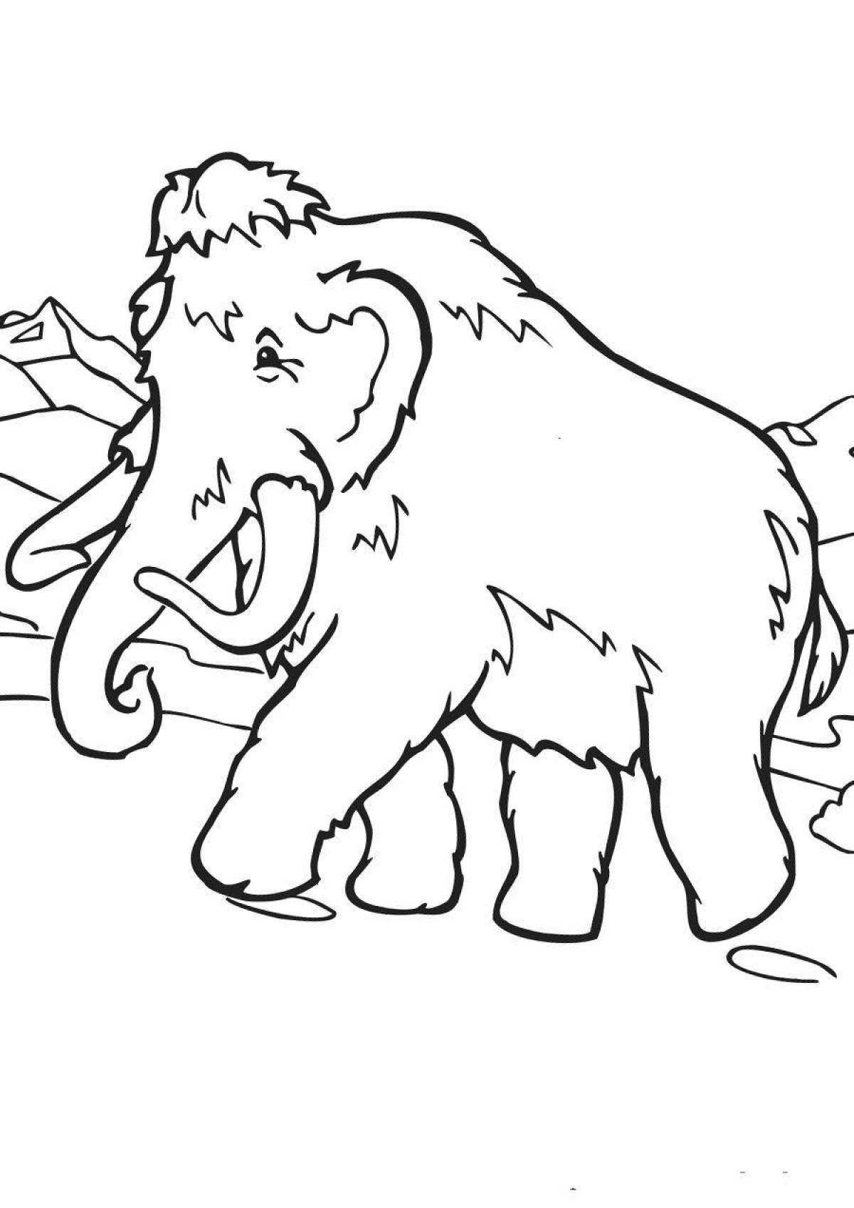 Color-overload mammoth coloring page for children